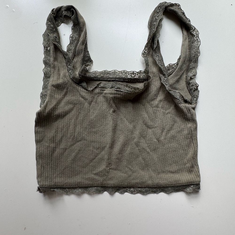 Forever 21 Taupe Lace Detail Top